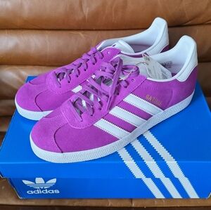 Adidas Gazelle W Shock Purple Cloud White Gold Metallic Size 8.5 NWT